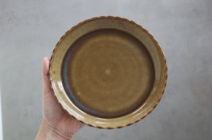 画像2: ネギシ製陶/縁取り皿 6寸（飴)