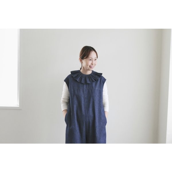 画像1: iotto / frill salopette  denim (1)
