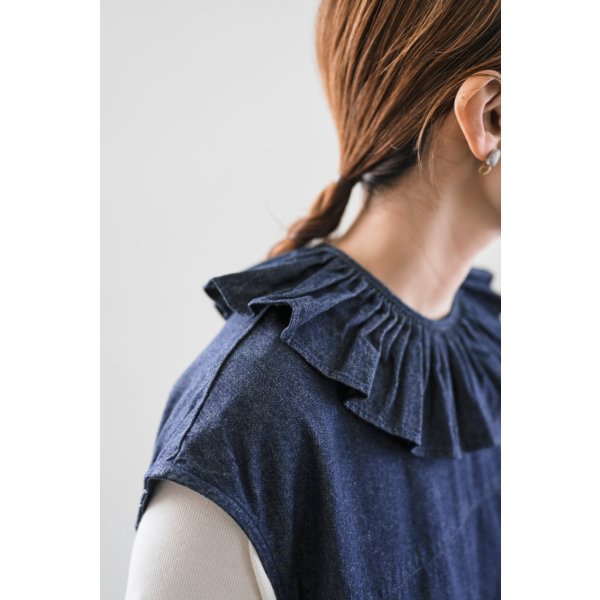 画像2: iotto / frill salopette  denim (2)