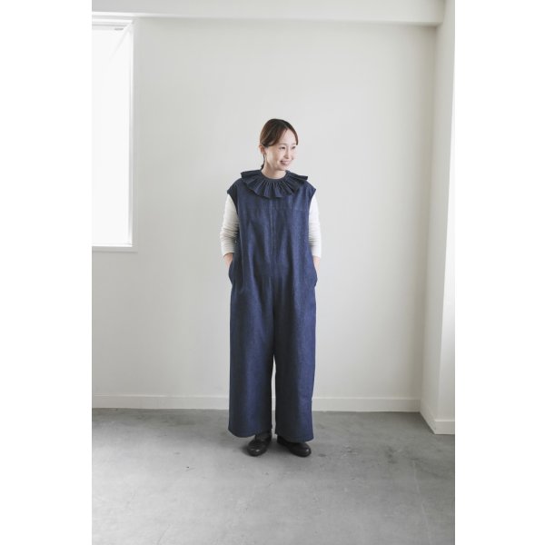 画像4: iotto / frill salopette  denim (4)
